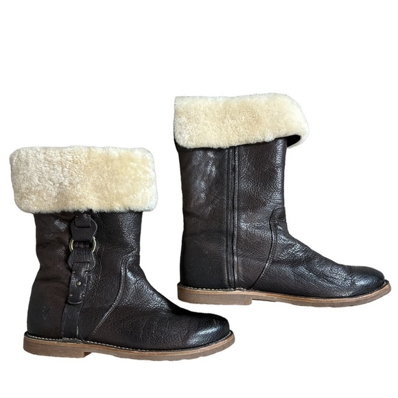 FRYE | FRYE Paige Loop Lug Boots Fur Lined - Picture 1 of 9